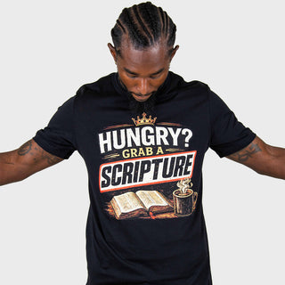 MENS HUNGRY GRAB A SCRIPT TEE