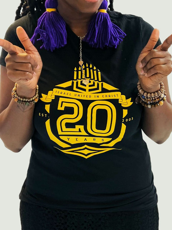 Women's Black IUIC 20TH ANNIVERSARY TEE