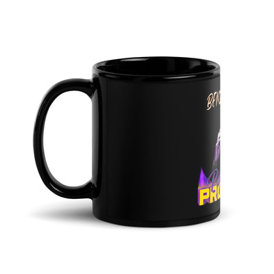 BENZION JUDAH - PURPLE PROBLEMS - BLACK GLOSSY MUG