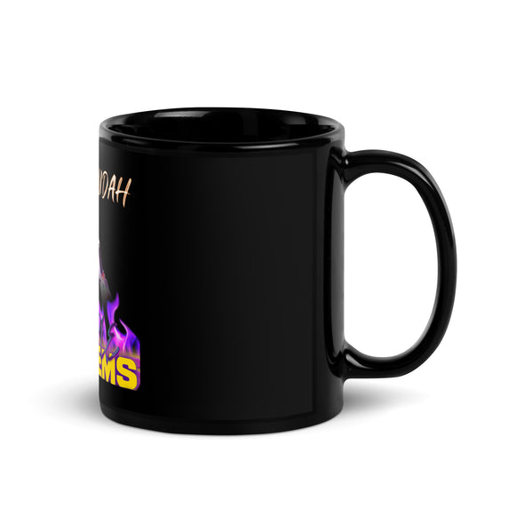 BENZION JUDAH - PURPLE PROBLEMS - BLACK GLOSSY MUG