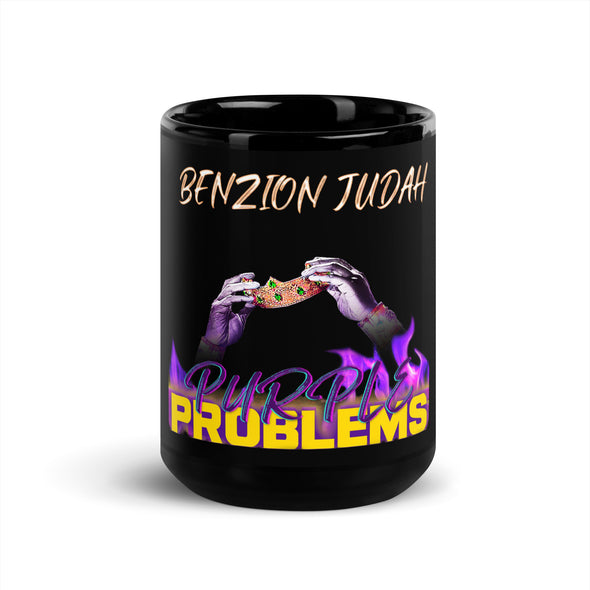 BENZION JUDAH - PURPLE PROBLEMS - BLACK GLOSSY MUG