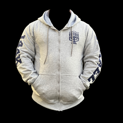 MEN'S ISRAEL EMBROIDED FRONT ZIPPER HOODED SWEATSHIRT