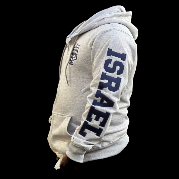 MEN'S ISRAEL EMBROIDED FRONT ZIPPER HOODED SWEATSHIRT