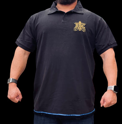 IUIC SHORT-SLEEVE FRINGED BLACK POLO