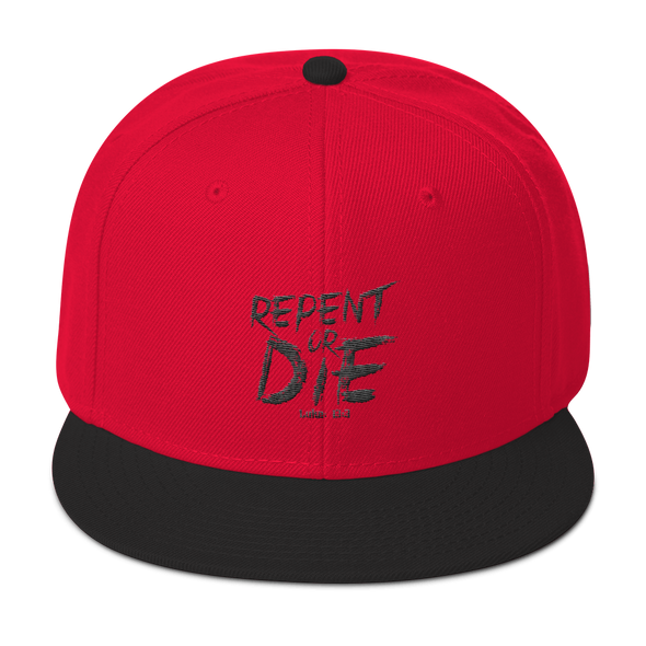 Repent or Die Premium Snapback Hat Red