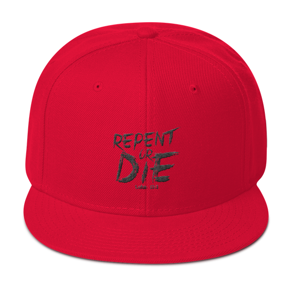 Repent or Die Premium Snapback Hat Red